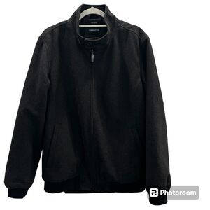 Claiborne Mens Wool Blend University Bomber Black Warm Quilt Lined Winter Wear